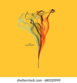 Array with dynamic emitted particles. Water splash imitation. Abstract background. Vector illustration. 