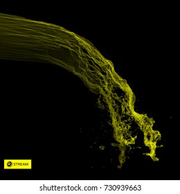 Array with Dynamic Emitted Particles. Water Splash Imitation. Abstract Background. Vector Illustration.