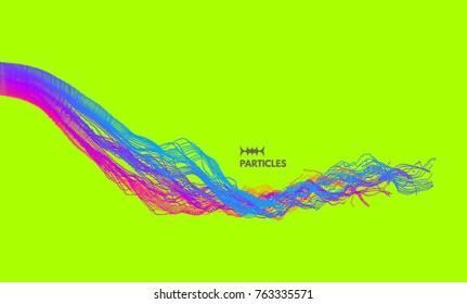 Array with dynamic emitted particles. Water splash imitation. Abstract background. Vector illustration.