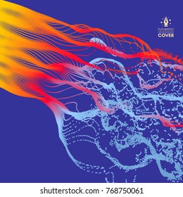 Array with dynamic emitted particles. Water splash imitation. Abstract background. Vector illustration.