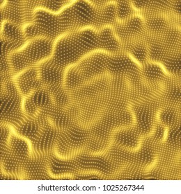 Array with Dynamic Particles. 3d Futuristic technology style. Abstract Background. Texture. Glowing points. Vector Illustration. 