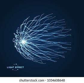 Array with dynamic particles. 3d futuristic technology style. Abstract background. Vector illustration.