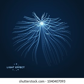 Array with dynamic particles. 3d futuristic technology style. Abstract background. Vector illustration.