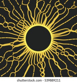 Matriz com Partículas Dinâmicas. Estilo de tecnologia 3d futurista. Resumo do histórico. Textura. Pontos brilhantes. Ilustração de vetor. 