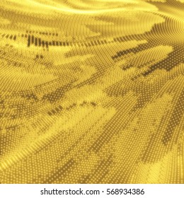 Array with Dynamic Particles. 3d Futuristic technology style. Abstract Background. Texture. Glowing points. Vector Illustration. 