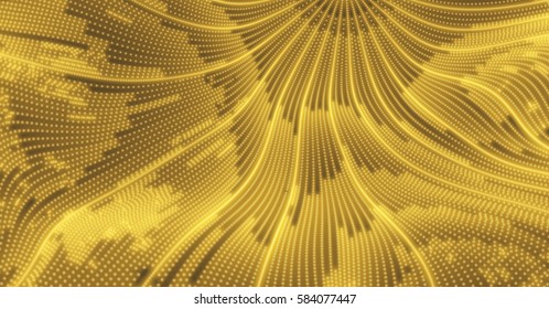 Array with Dynamic Particles. 3d Futuristic technology style. Abstract Background. Texture. Glowing points. Vector Illustration.  