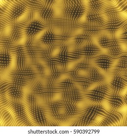 Array with Dynamic Particles. 3d Futuristic technology style. Abstract Background. Texture. Glowing points. Vector Illustration.
