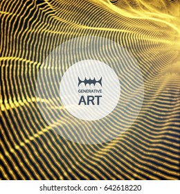 Array with Dynamic Particles. 3d Futuristic technology style. Abstract Background. Texture. Glowing points. Vector Illustration. 