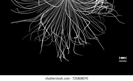 Array with dynamic particles. 3d futuristic technology style. Abstract background. Vector illustration.