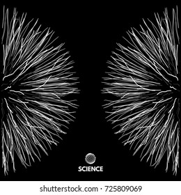 Array with dynamic particles. 3d futuristic technology style. Abstract background. Vector illustration.