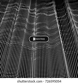 Array with dynamic particles. 3d futuristic technology style. Abstract background. Vector illustration.