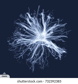 Array with dynamic particles. 3d futuristic technology style. Abstract background. Vector illustration.