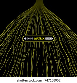 Array with dynamic particles. 3d futuristic technology style. Abstract background. Vector illustration.