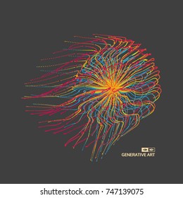 Array with dynamic particles. 3d futuristic technology style. Abstract background. Vector illustration.