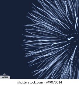 Array with dynamic particles. 3d futuristic technology style. Abstract background. Vector illustration.