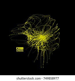 Array with dynamic particles. 3d futuristic technology style. Abstract background. Vector illustration.