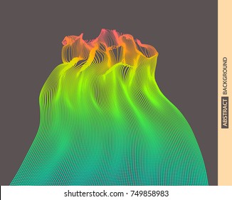 Array with dynamic particles. 3d futuristic technology style. Abstract background. Vector illustration.