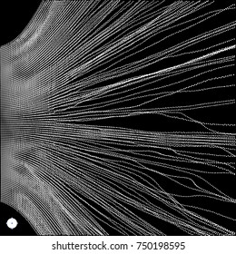 Array with dynamic particles. 3d futuristic technology style. Abstract background. Vector illustration.