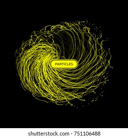 Array with dynamic particles. 3d futuristic technology style. Abstract background. Vector illustration.