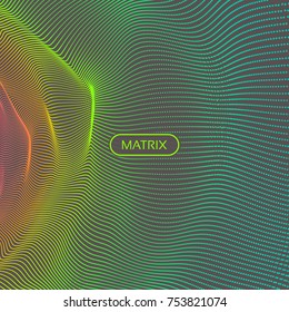 Array with dynamic particles. 3d futuristic technology style. Abstract background. Vector illustration.