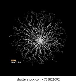 Array with dynamic particles. 3d futuristic technology style. Abstract background. Vector illustration.