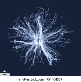 Array with dynamic particles. 3d futuristic technology style. Abstract background. Vector illustration.