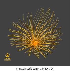 Array with dynamic particles. 3d futuristic technology style. Abstract background. Vector illustration.