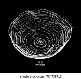 Array with dynamic particles. 3d futuristic technology style. Abstract background. Vector illustration.