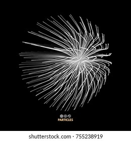 Array with dynamic particles. 3d futuristic technology style. Abstract background. Vector illustration.