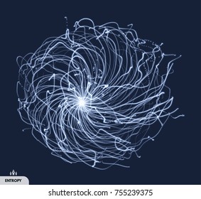 Array with dynamic particles. 3d futuristic technology style. Abstract background. Vector illustration.