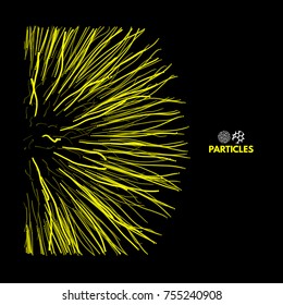 Array with dynamic particles. 3d futuristic technology style. Abstract background. Vector illustration.
