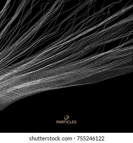 Array with dynamic particles. 3d futuristic technology style. Abstract background. Vector illustration.