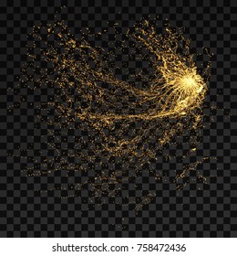 Array with dynamic particles. 3d futuristic technology style. Abstract background. Vector illustration.