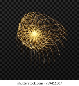 Array with dynamic particles. 3d futuristic technology style. Abstract background. Vector illustration.