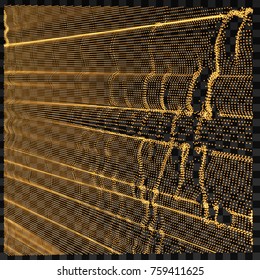 Matriz con partículas dinámicas. 3 d estilo de tecnología futurista. Antecedentes abstractos. Puntos brillantes. Ilustración vectorial.