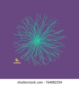 Array with dynamic particles. 3d futuristic technology style. Abstract background. Vector illustration.