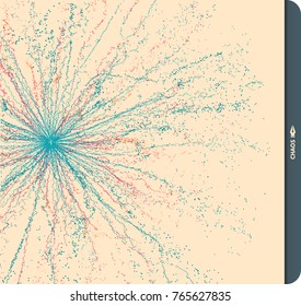 Array with dynamic particles. 3d futuristic technology style. Abstract background. Vector illustration.