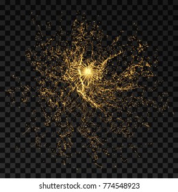 Array with dynamic particles. 3d futuristic technology style. Abstract background. Vector illustration.