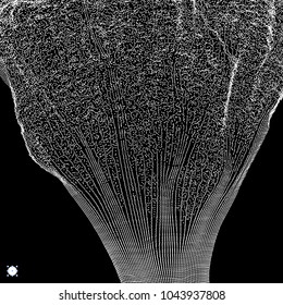 Array with Dynamic Particles. 3D Technology Style. Abstract Background. Vector Illustration.