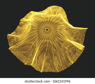 Array with Dynamic Particles. 3D Technology Style. Abstract Background. Vector Illustration.