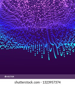 Array with dynamic particles. 3d technology style. Abstract background. Vector illustration.