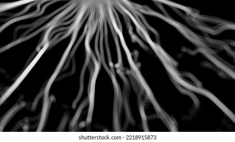 Array with dynamic particles. 3d technology style. Abstract background. Vector illustration.