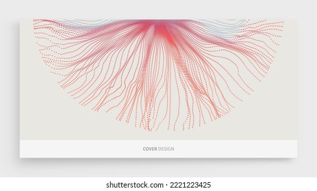 Array with dynamic particles. 3D technology style. Abstract background. Vector illustration.