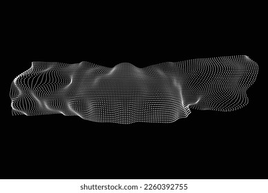 Array with dynamic particles. 3d technology style. Vector illustration.