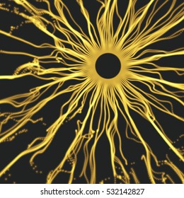 Array with Dynamic Particles. 3D Technology Background. Abstract Vector Illustration. 