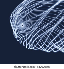 Array with Dynamic Particles. 3D Technology Style. Abstract Background. Vector Illustration.