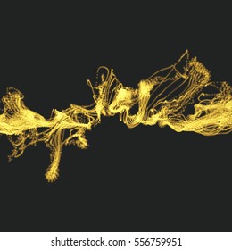 Array with Dynamic Particles. 3D Technology Style. Abstract Background. Vector Illustration.