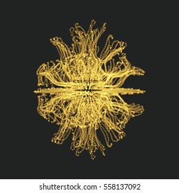 Array with Dynamic Particles. 3D Technology Style. Abstract Background. Vector Illustration. 