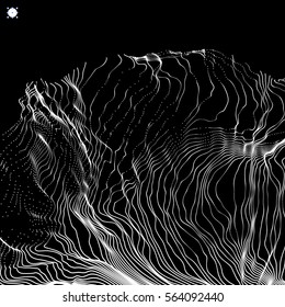 Array with Dynamic Particles. 3D Technology Style. Abstract Background. Vector Illustration.