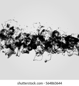 Array with Dynamic Particles. 3D Technology Style. Abstract Background. Vector Illustration.